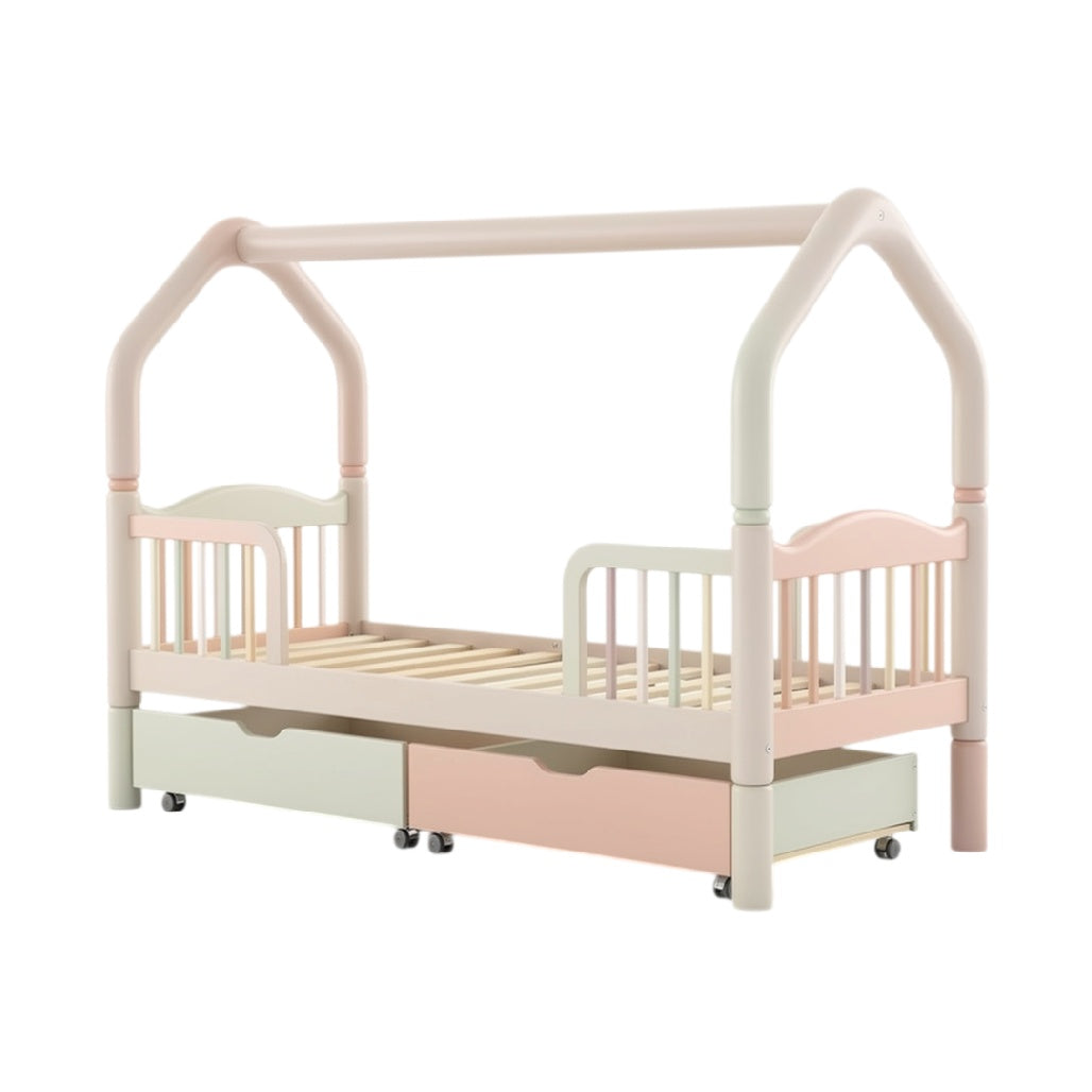 Modern Child's Bed with Storage Drawers and Safety Frame