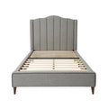 Modern Upholstered Bed Frame with Vertical Panel Design