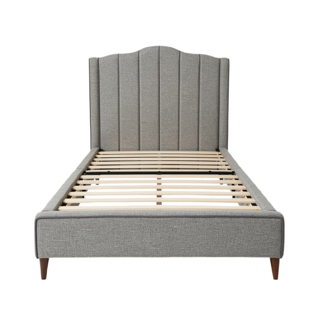 Modern Upholstered Bed Frame with Vertical Panel Design