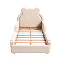 Children's Bear-themed Bed Frame with Wooden Slat Base