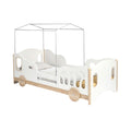 Modern White Wooden Toddler Bed with Canopy Design